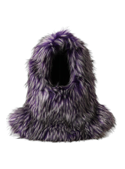 Dolce & Gabbana purple faux fur head wrap hat front view