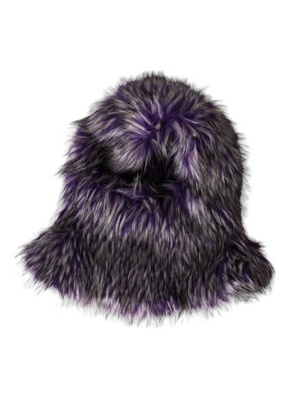 Top view of Dolce & Gabbana purple faux fur head wrap hat