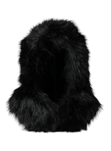 Dolce & Gabbana black faux fur head wrap hat front view