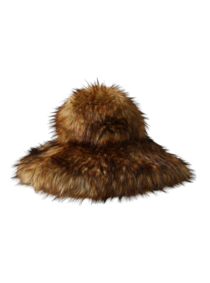 Dolce & Gabbana brown faux fur bucket hat front view