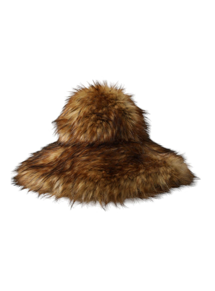 Dolce & Gabbana brown faux fur bucket hat side view