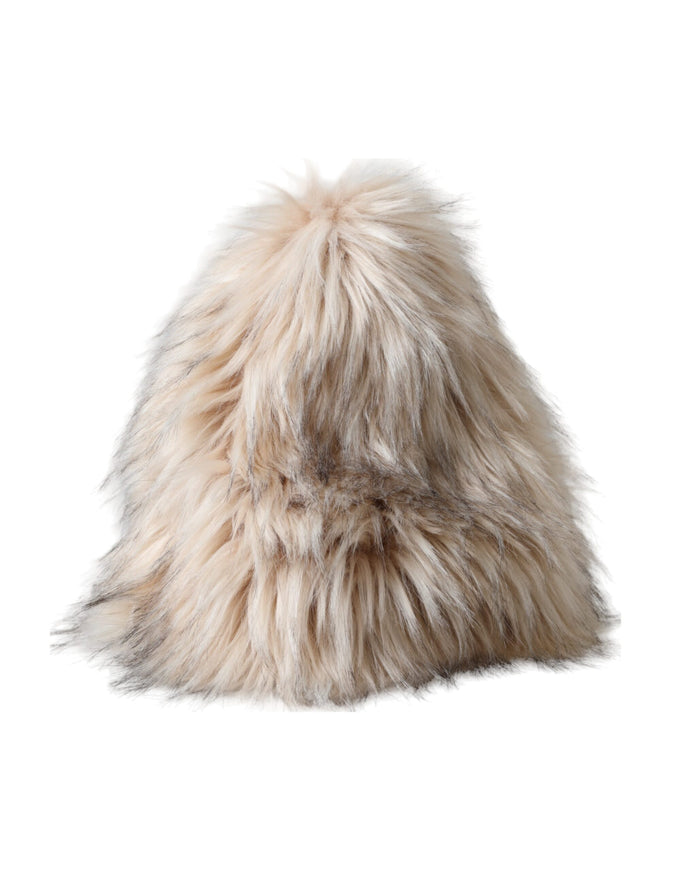 Dolce & Gabbana beige acrylic fur bucket hat side view