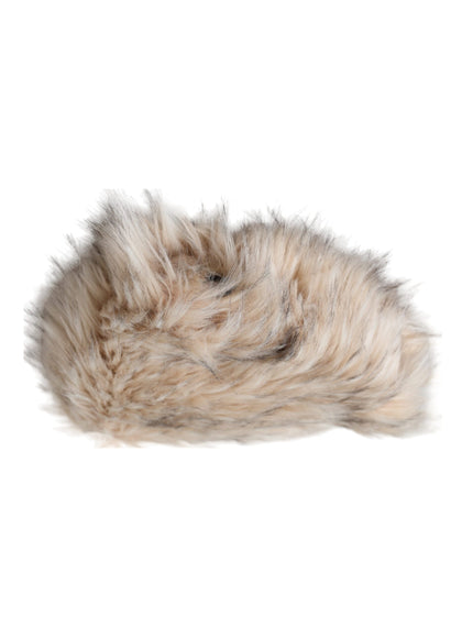 Dolce & Gabbana beige acrylic fur bucket hat top view