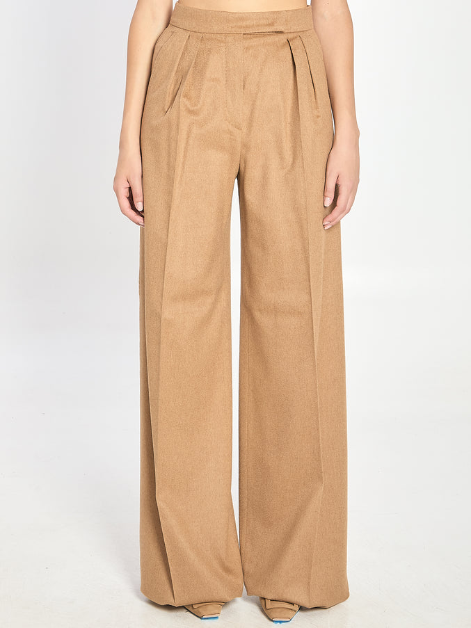 Max Mara Camel Flare Trousers Beige