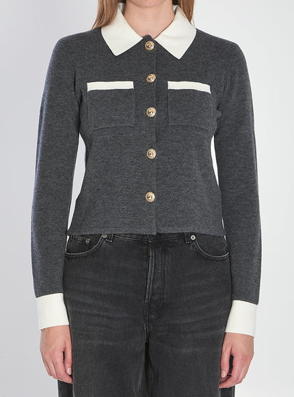 Self Portrait Knit Cardigan Grey