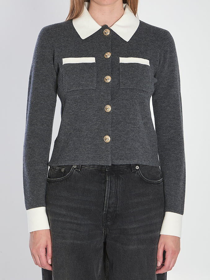 Self Portrait Knit Cardigan Grey