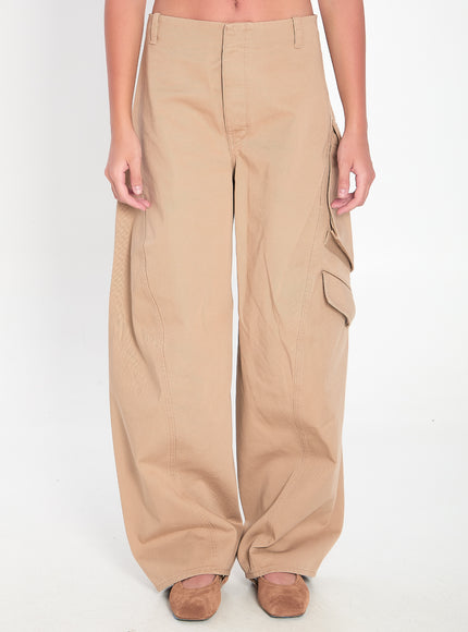 Alaia Rounded Cargo Trousers Beige