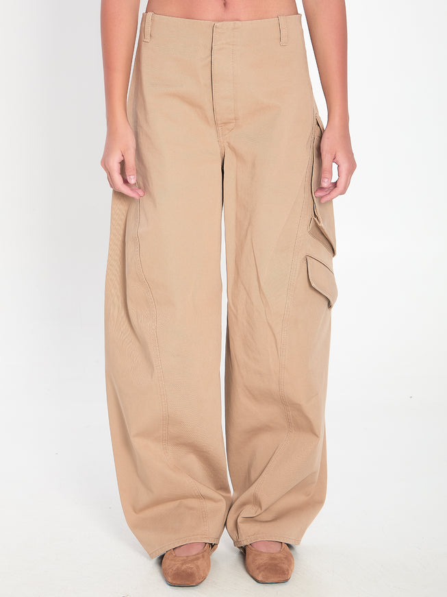 Alaia Rounded Cargo Trousers Beige