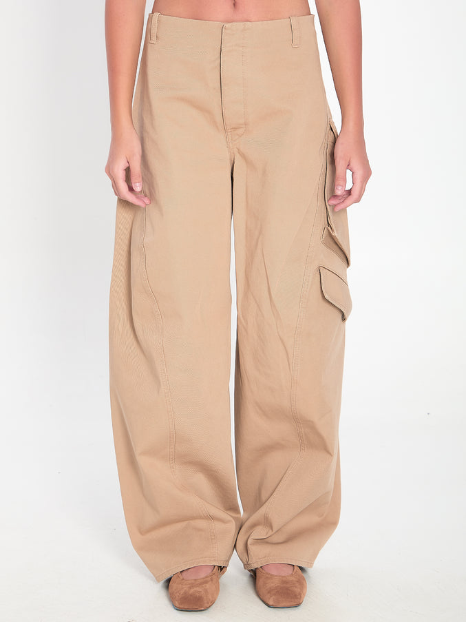 Alaia Rounded Cargo Trousers Beige