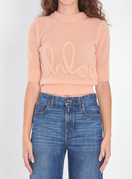 Chloe Logo Knit Pullover Pink