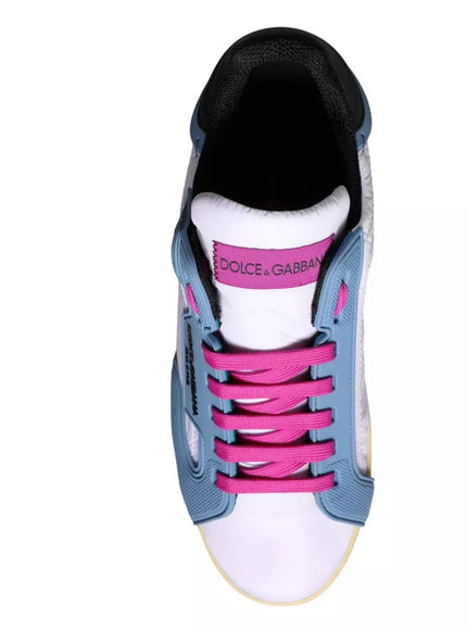 Top view of Dolce & Gabbana sneakers with pink laces