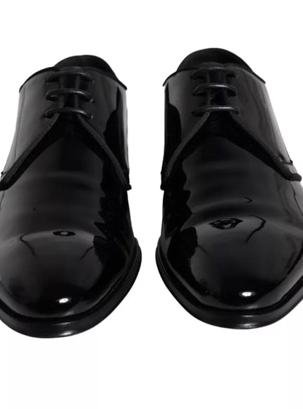 Front view of Dolce & Gabbana black leather derby shoes