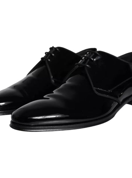 Angled view of Dolce & Gabbana black leather derby shoes