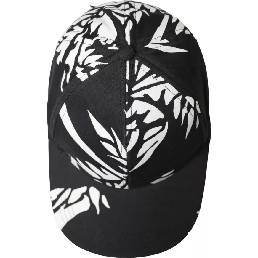 Top view of Dolce & Gabbana black leaf print baseball hat