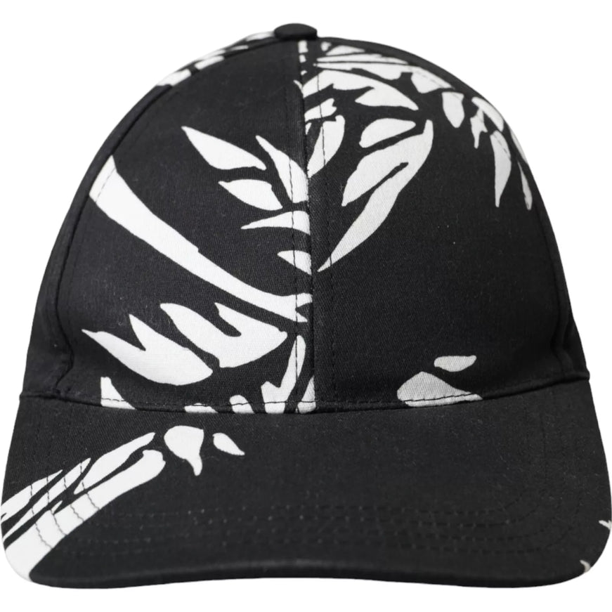 Dolce & Gabbana black leaf print baseball hat front view