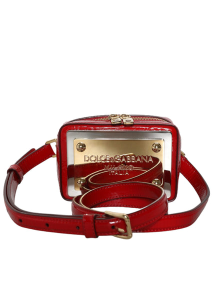 Dolce & Gabbana Red Leather Logo Plaque Waist Fanny Pack Women Bag