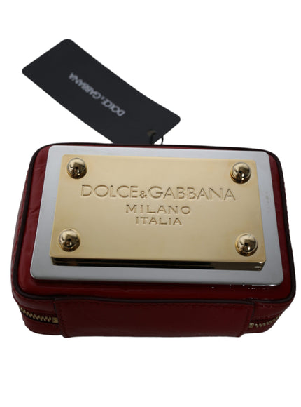 Dolce & Gabbana Red Leather Logo Plaque Waist Fanny Pack Women Bag