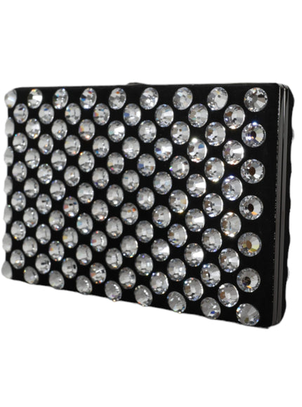 Dolce & Gabbana Black Velvet Crystal Clutch Evening Party Purse Bag