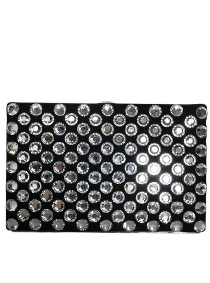 Dolce & Gabbana Black Velvet Crystal Clutch Evening Party Purse Bag