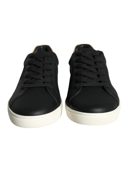 Dolce & Gabbana Black Leather Portofino Low Top Sneakers Shoes