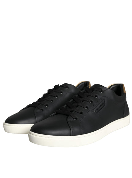 Dolce & Gabbana Black Leather Portofino Low Top Sneakers Shoes