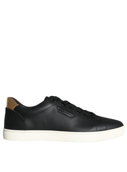 Dolce & Gabbana Black Leather Portofino Low Top Sneakers Shoes