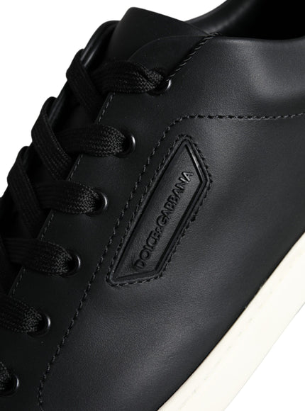 Dolce & Gabbana Black Leather Portofino Low Top Sneakers Shoes