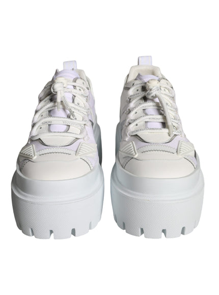 Dolce & Gabbana White Silver Chunky Platform Sneakers Shoes