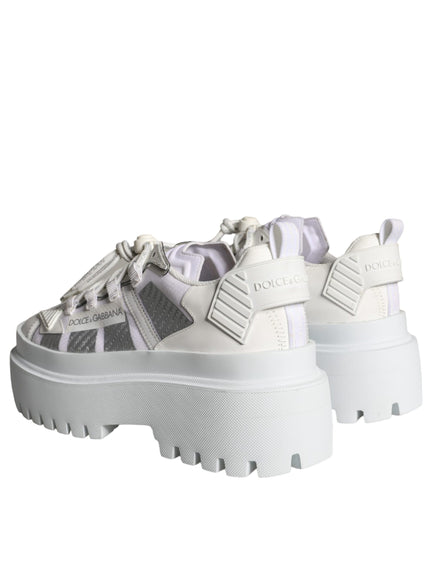 Dolce & Gabbana White Silver Chunky Platform Sneakers Shoes