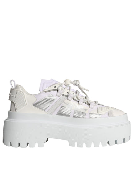 Dolce & Gabbana White Silver Chunky Platform Sneakers Shoes