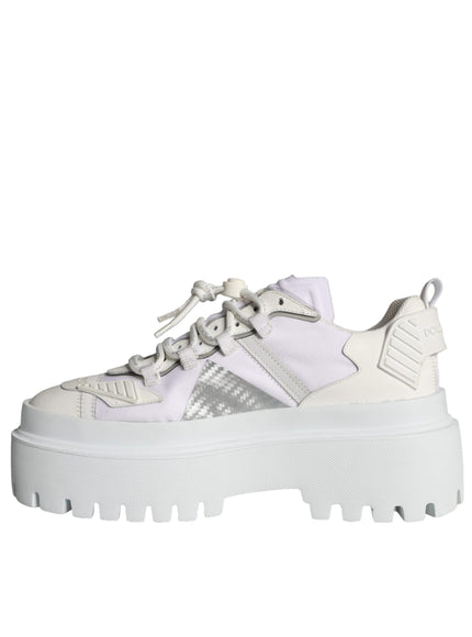 Dolce & Gabbana White Silver Chunky Platform Sneakers Shoes