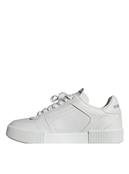 Dolce & Gabbana White Miami Leather Low Top Sneakers Shoes