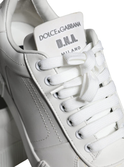 Dolce & Gabbana White Miami Leather Low Top Sneakers Shoes