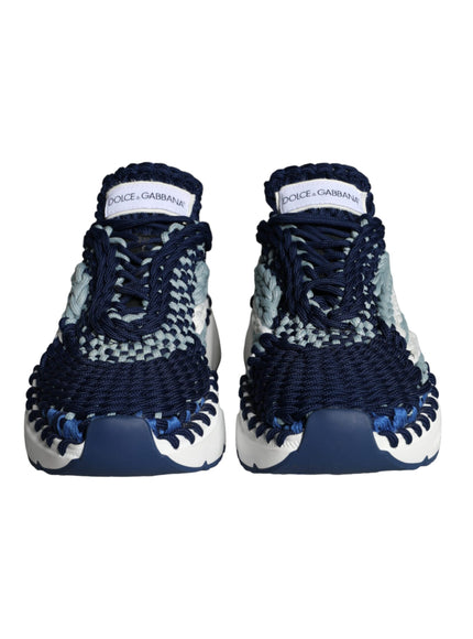 Dolce & Gabbana Blue White Daymaster Crochet Low Top Sneakers Shoes