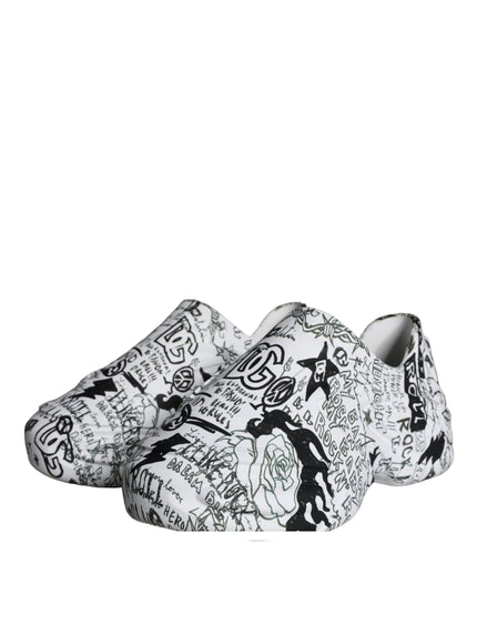 Dolce & Gabbana White Black Graffiti Daymaster Sneakers Shoes