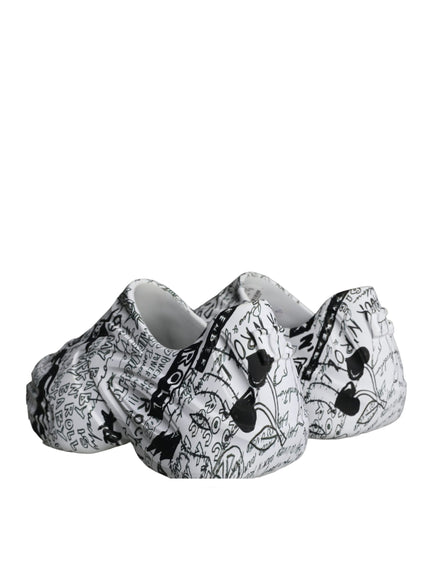 Dolce & Gabbana White Black Graffiti Daymaster Sneakers Shoes