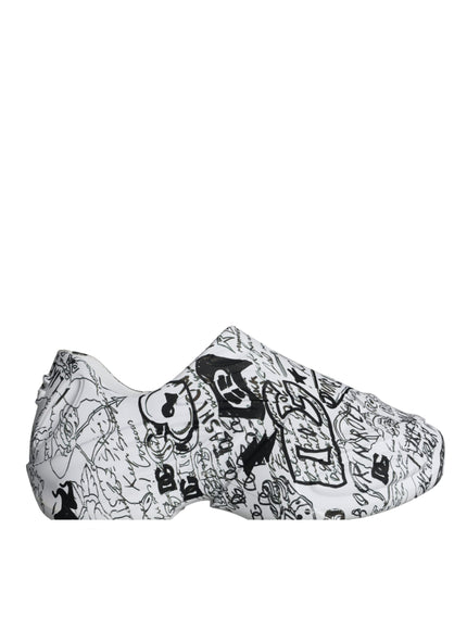 Dolce & Gabbana White Black Graffiti Daymaster Sneakers Shoes