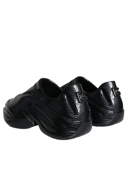 Dolce & Gabbana Black Foiled Rubber Toy Low Top Men Sneakers Shoes