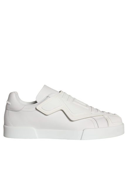 Dolce & Gabbana White Leather Slip On Low Top Sneakers Shoes