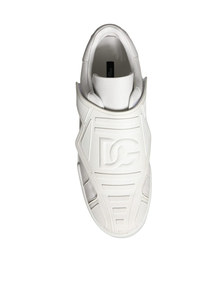 Dolce & Gabbana White Leather Slip On Low Top Sneakers Shoes