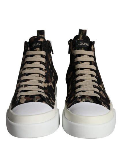 Dolce & Gabbana Multicolor Camouflage High Top Sneaker Shoes