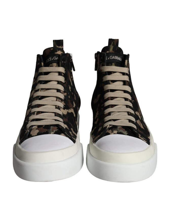 Dolce & Gabbana Multicolor Camouflage High Top Sneaker Shoes