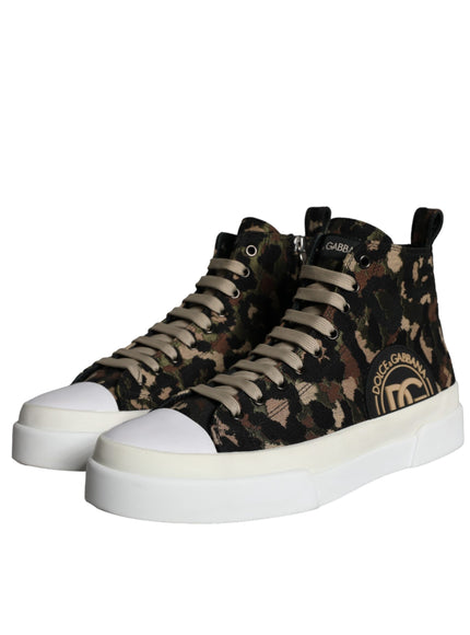 Dolce & Gabbana Multicolor Camouflage High Top Sneaker Shoes