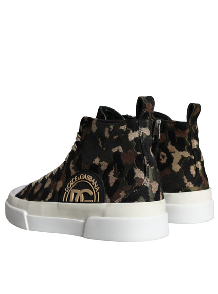 Dolce & Gabbana Multicolor Camouflage High Top Sneaker Shoes