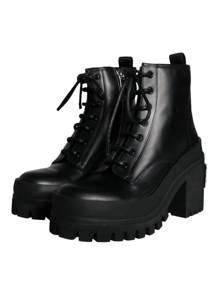 Dolce & Gabbana Black Lace Up Trekking Ankle Boots Men Shoes