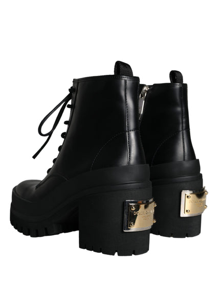 Dolce & Gabbana Black Lace Up Trekking Ankle Boots Men Shoes