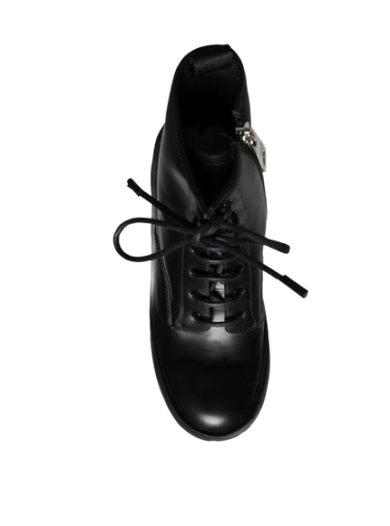 Dolce & Gabbana Black Lace Up Trekking Ankle Boots Men Shoes