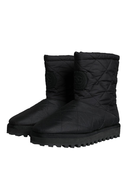 Dolce & Gabbana Black Nylon Padded Mid Calf Men Boots Shoes