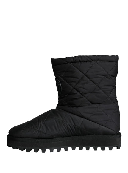 Dolce & Gabbana Black Nylon Padded Mid Calf Men Boots Shoes