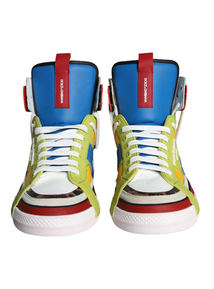 Dolce & Gabbana Multicolor Leather High Top Sneakers Shoes